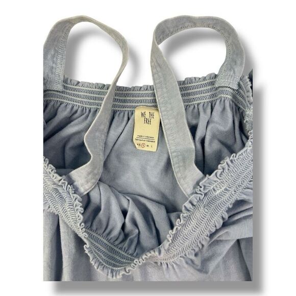 We The Free Ruffle Off The Shoulder Flowy T-shirt Blue Top Size Small - Picture 6 of 6